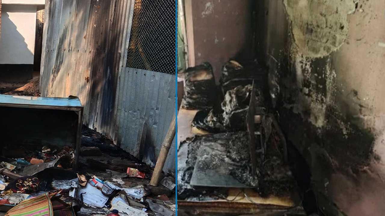 মাগুরায় সাব-রেজিস্ট্রি ও ভূমি অফিসে পেট্রোল বোমায় পুড়ে গেছে কাগজপত্র ¦ ছবি: প্রতিনিধি