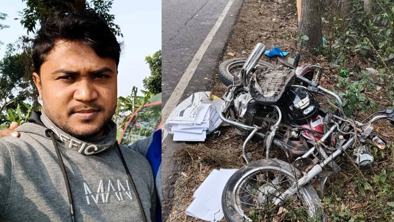 মাদারীপুরে যাত্রীবাহী বাসের ধাক্কায় প্রাণ গেলো মোটরসাইকেল আরোহী এনজিও কর্মীর ¦ ছবি: প্রতিনিধি