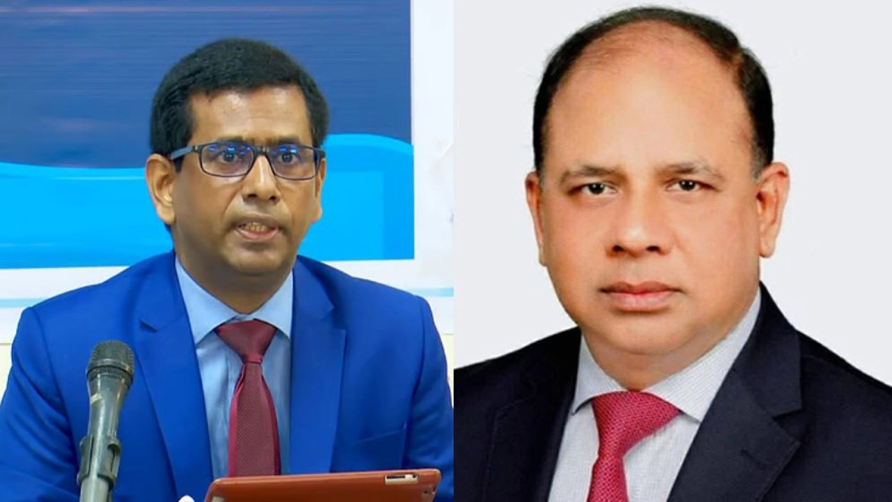 অ্যাডভোকেট তাজুল ইসলাম ও নতুন চিফ প্রসিকিউটর আমিনুল ইসলাম। ছবি | ফাইল