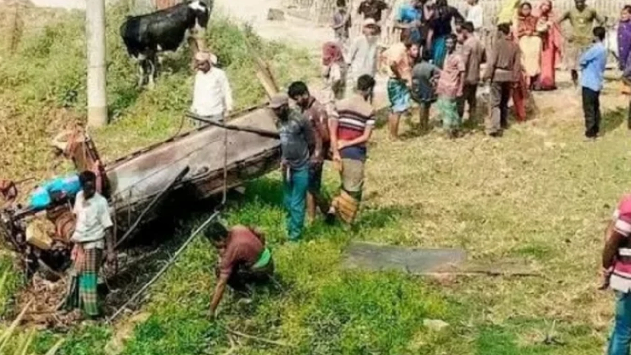 সাতক্ষীরায় নসিমন উল্টে প্রাণ গেল গরু ব্যবসায়ীর
