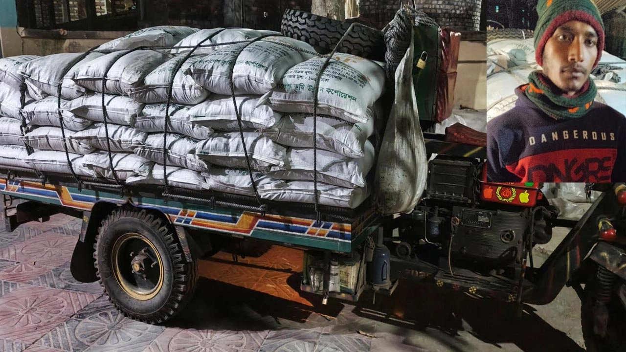 যশোরের অভয়নগরে ভ্রাম্যমাণ আদালতের অভিযানে ৫০ বস্তা ডিএপি সারসহ একটি নছিমন জব্দ। ছবি: প্রতিনিধি