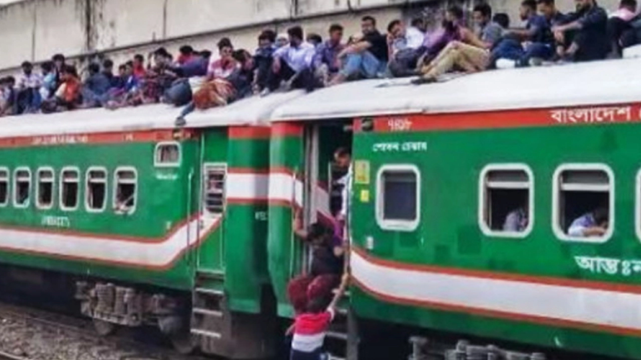 ঈদযাত্রা: ট্রেনে ঘরমুখো মানুষের ভিড়, ছাদেও যাত্রীরা