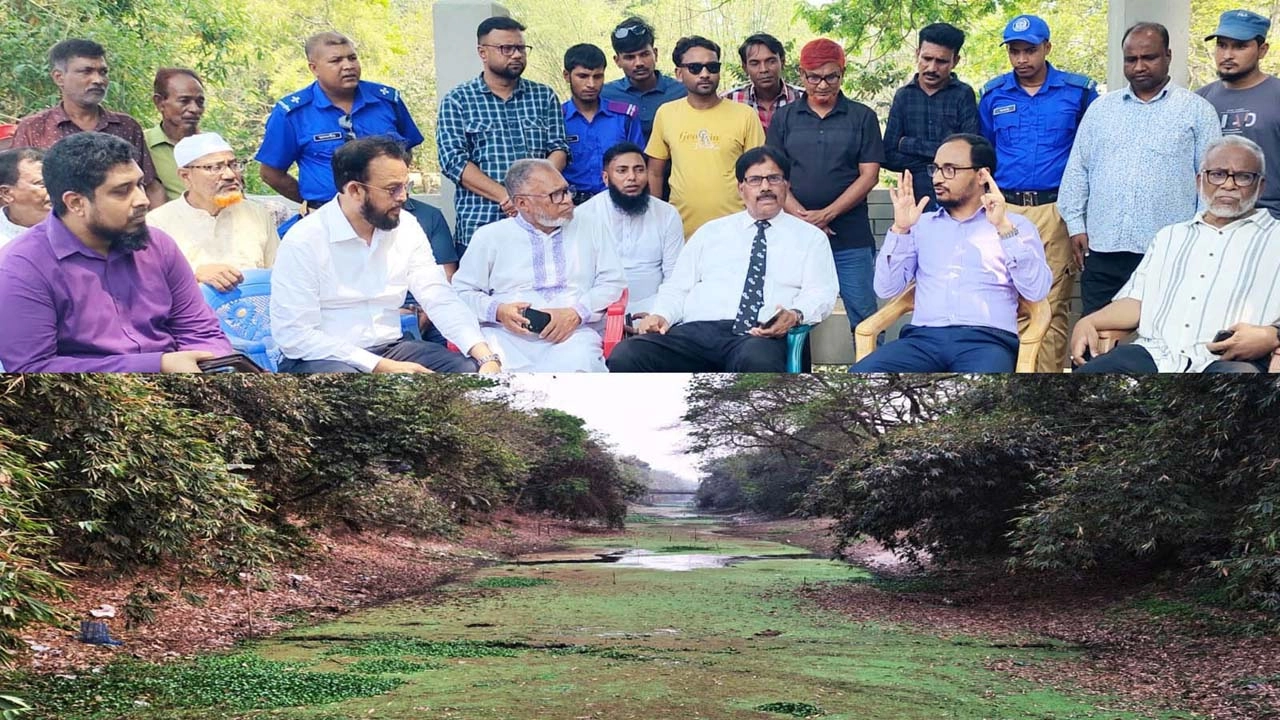 খালটির পুনঃখনন কার্যক্রম পরিদর্শন করেন যশোরের জেলা প্রশাসক মোহাম্মদ আশেক হাসান । ছবি : প্রতিনিধি