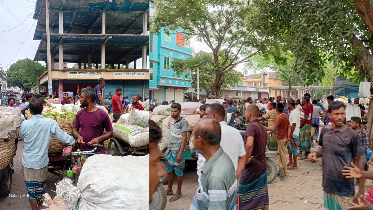 খাজনা বৃদ্ধির প্রতিবাদে বারীনগর বাজারে ব্যবসায়ীদের ধর্মঘট