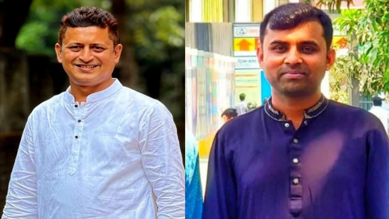 কামরুজ্জামান বাপ্পি এবং শাহ নেওয়াজ ইমরান। ছবি: গ্রামের কাগজ