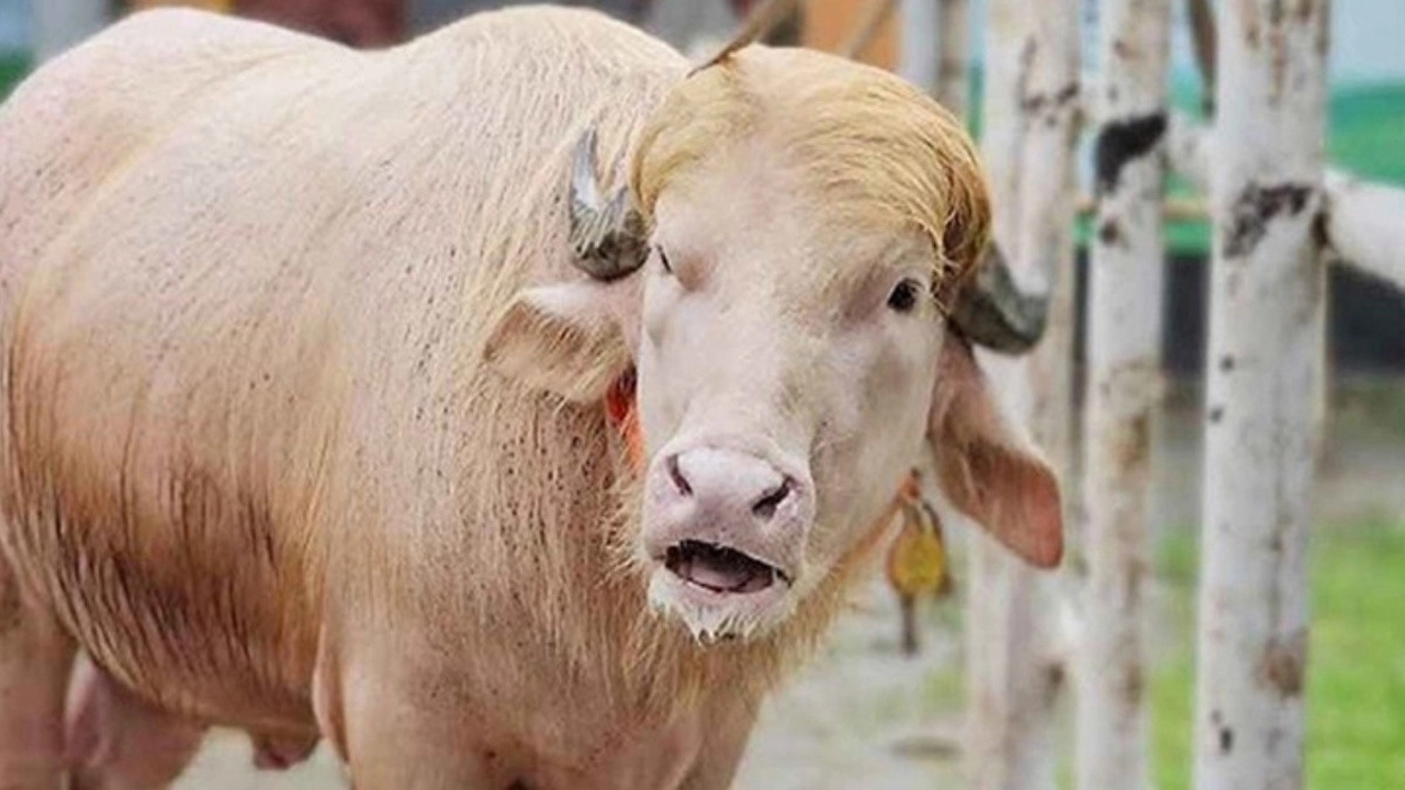 বিরল অ্যালবিনো মহিষ ‘ডোনাল্ড ট্রাম্প