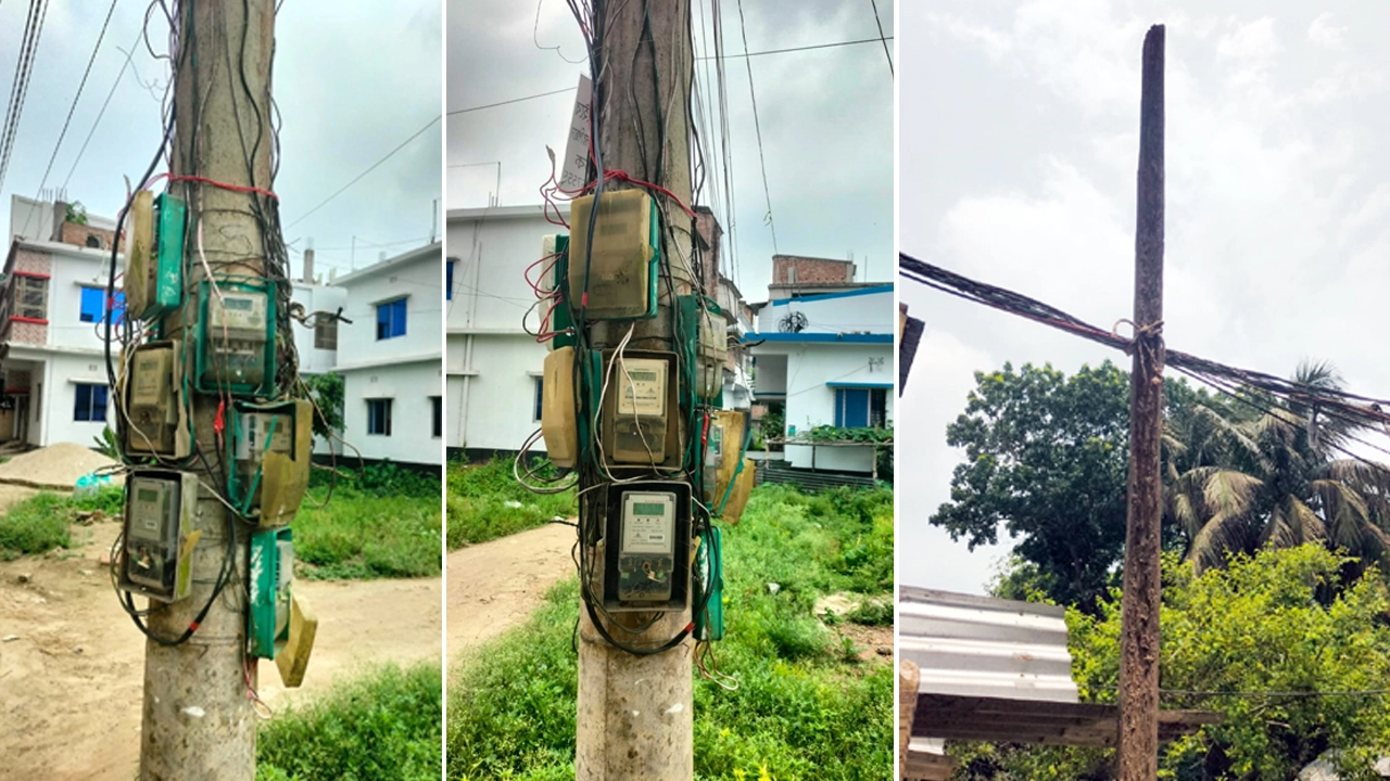 বারোবাজার স্কুলপাড়ায় ঝুঁকিপূর্ণ বিদ্যুৎ লাইন, আতঙ্কে শতাধিক পরিবার