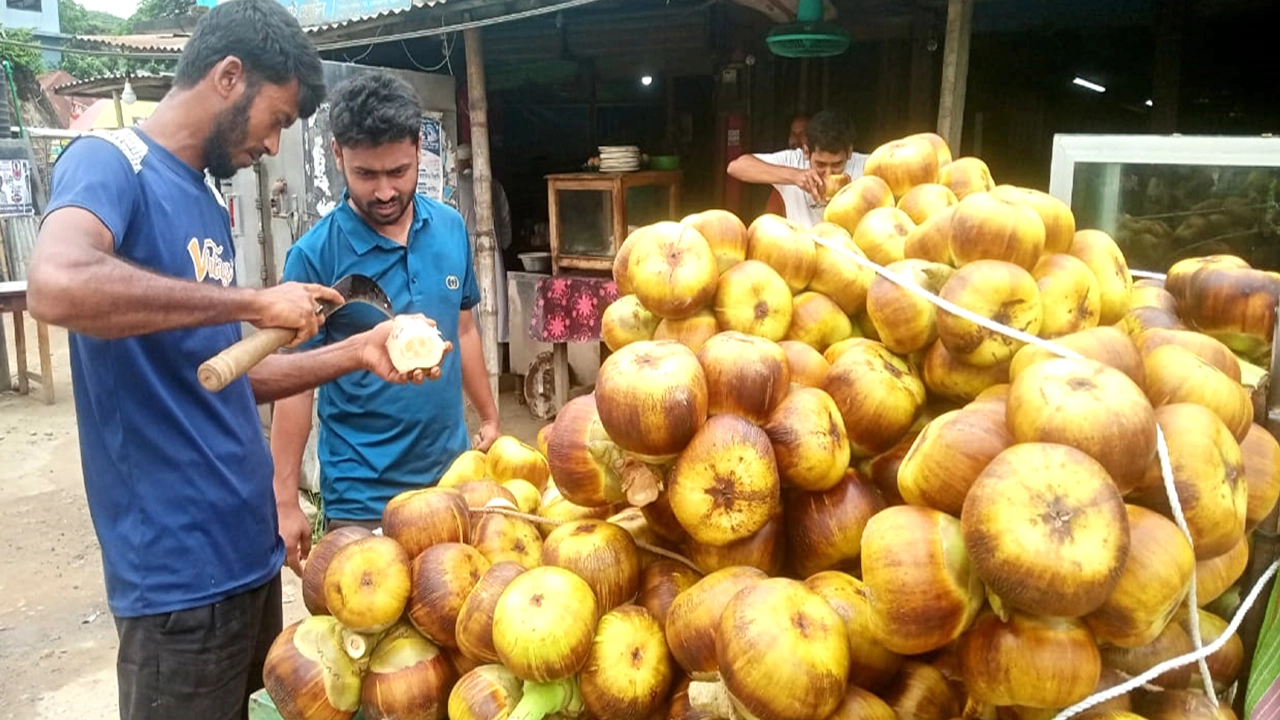 তীব্র গরমে প্রাণ জুড়াচ্ছে তালের শাঁস