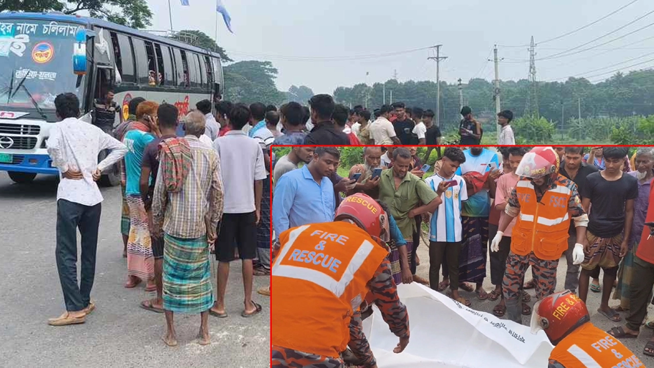 শৈলকূপায় বাসচাপায় প্রাণ গেল ট্রাকচালকের