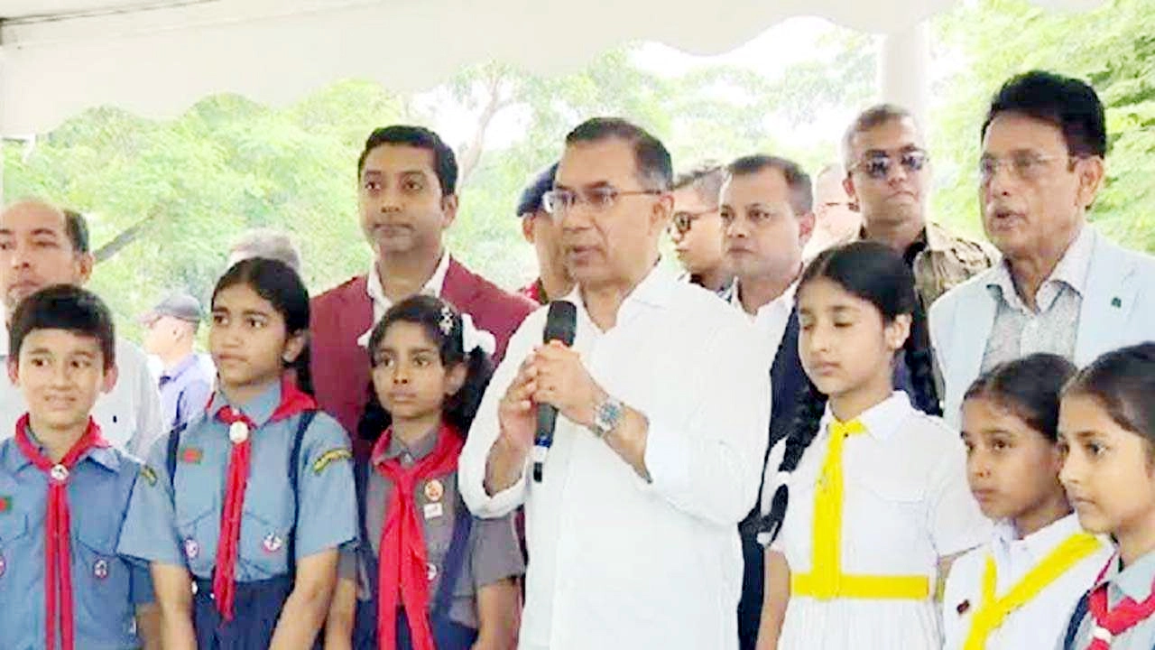 বক্তব্য দিচ্ছেন প্রধানমন্ত্রী তারেক রহমান।