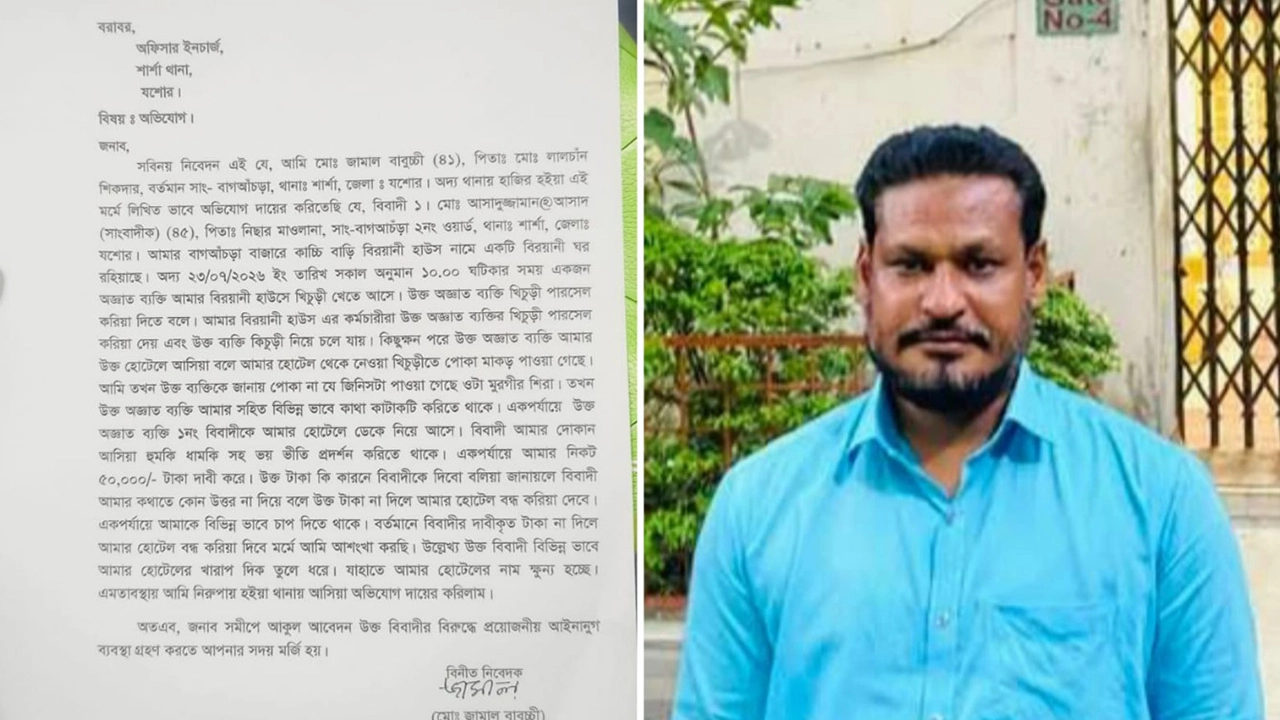 সাংবাদিক পরিচয়ে চাঁদা দাবি: বাগআঁচড়ায় হোটেল ব্যবসায়ীকে হুমকি, থানায় অভিযোগ